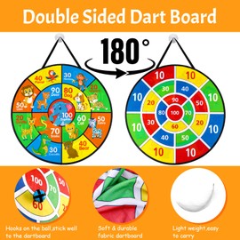 Weysoo Children's Dartboard, 66 cm, Velcro Dartboard, Foldable, Double-Sided Dartboard with 8 Sticky Balls, Throwing Board Children for Boys and Girls, Outdoor Toy