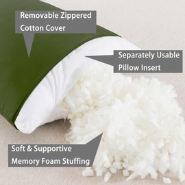 WhatsBedding Memory Foam Body Pillow with Breathable Zippered Cotton Cover, Full Body Pillow for Adults, Long Pillow for Sleeping, Firm Body Pillow Fluffy Supportive, Forest Green