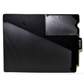 Pack of 25 Center TAB Vinyl OUTGUIDES, (Pack of 25) Letter Size 9-1/2" x 12-7/8" Overall. Two Pockets (Black)