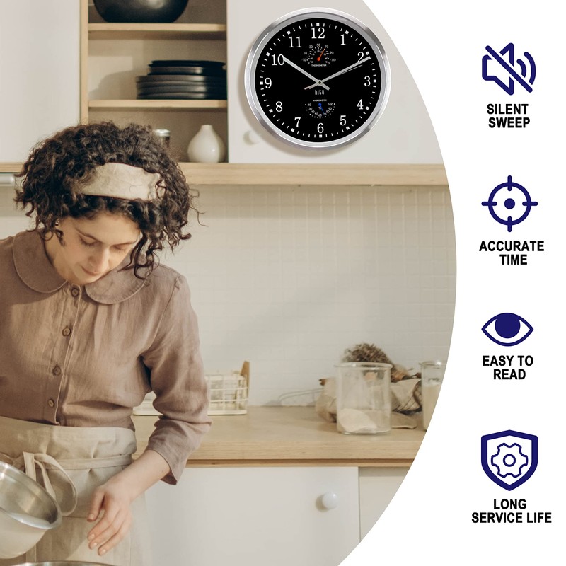 HITO 14 Inch Silent Wall Clock Battery Operated, Large Wall