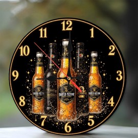 Craft Beer Collection for Enthusiasts and Lovers10-Inch Wooden Wall Clock, Silent Movement, Battery Operated (AA Batteries Not Included), Artistic Home Decor, Perfect for Home Accents