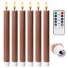 WYZworks 10" Fluted Ribbed LED Brown Tan Grooved Pillar Candles,