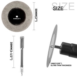 10Pcs 50mm Diamond Cutting Disc Saw Blades With 2Pcs Mandrel 1/8'' Shank, Cut Off Wheel Stone Cutter Discs For Rotary Tool Cutting Polishing Glass Tiles Marble Plastic Jade Stone