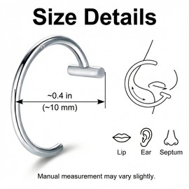 OUGOTHZ 16PCS Non Piercing Lip Rings Set, Fake Snake Bite Lip Cuffs & Ear Cuffs, Stainless Steel Septum Ring Hoop Set in Black & Silver, 8 Styles (2 Each), Unisex, 10mm