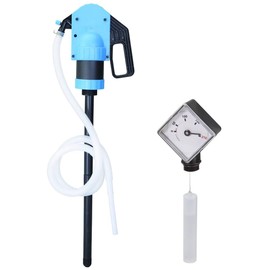 Groz Plastic Lever Action Drum Pump with Drum Level Indicator | Built-in 2-inch Bung Adaptor | for High Viscosity Oils, Agricultural Chemicals | with Suction Tube & Discharge Hose