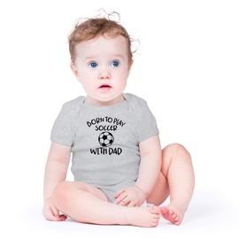 AW Fashions Born to Play Soccer with Dad Baby Body divertido traje familiar recién nacido para niños o niñas, Gris (Sports Grey), Recién nacido