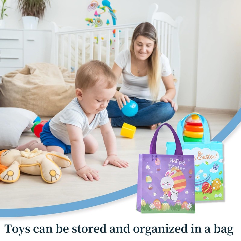Easter Egg Hunt Bags with Handles, Easter Bags Set -