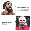 FOMIYES 2sets Christmas Decorations Santa Beard Clamps Bell Beard Clips