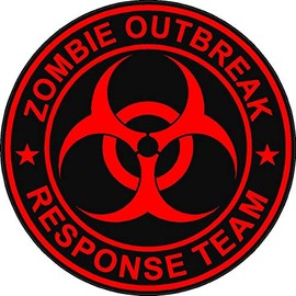 Zombie Outbreak Response Team Sticker 1.5" x 1.5" Red/Black