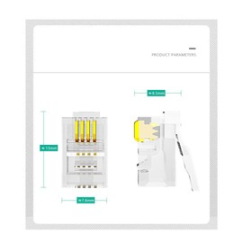 VIVOCH 100 Pcs RJ9 4P4C Telephone Connectors, RJ9 4P4C Telephone Modular Plugs