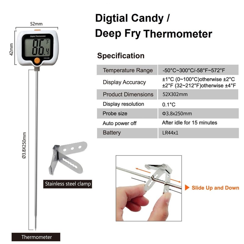 Candy Thermometer for Candy Making with Pot Clip,Best Instant Read
