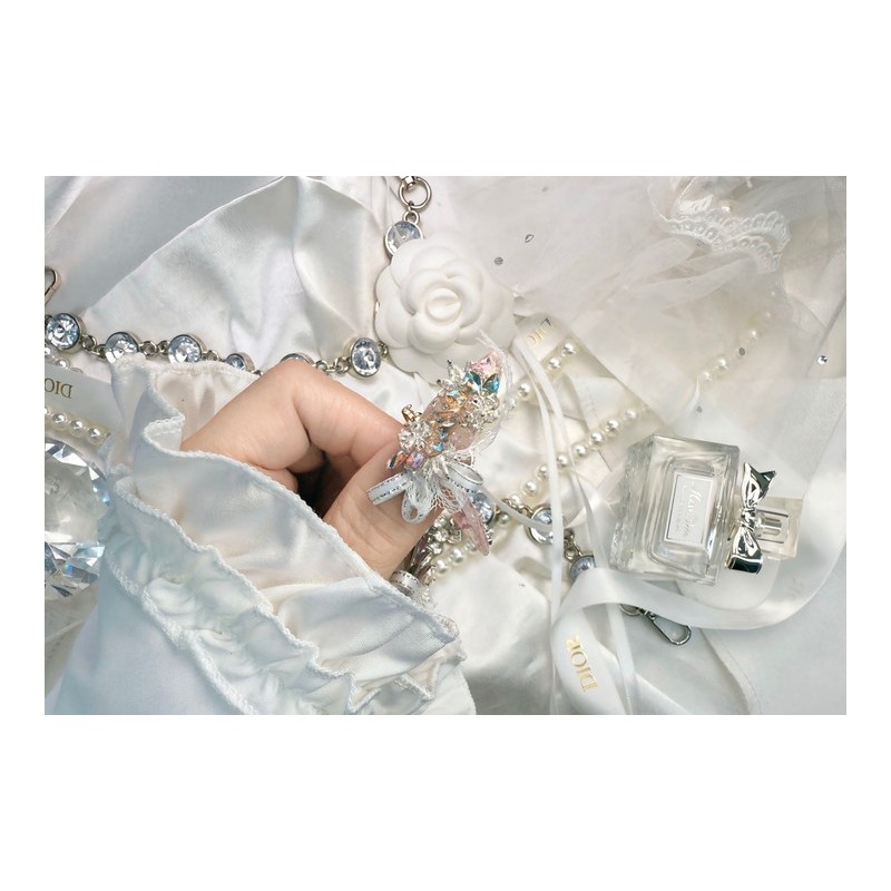  1122 Lace Ribbon Nail Nail Queen Handmade Nail Tip