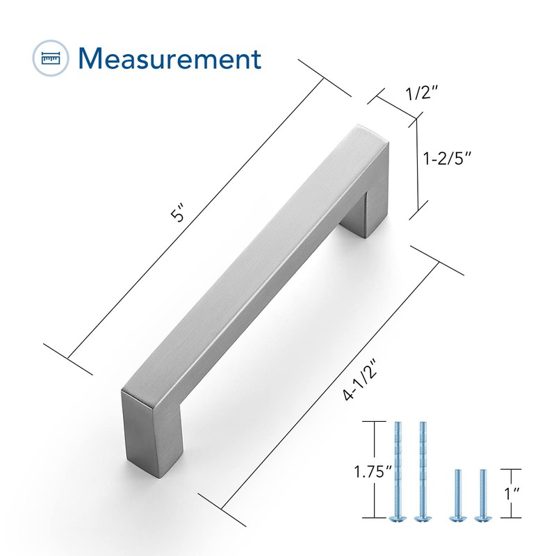 Ravinte 10 Pack Stainless Steel 4-1/2 Inch Cabinet Pulls Brushed