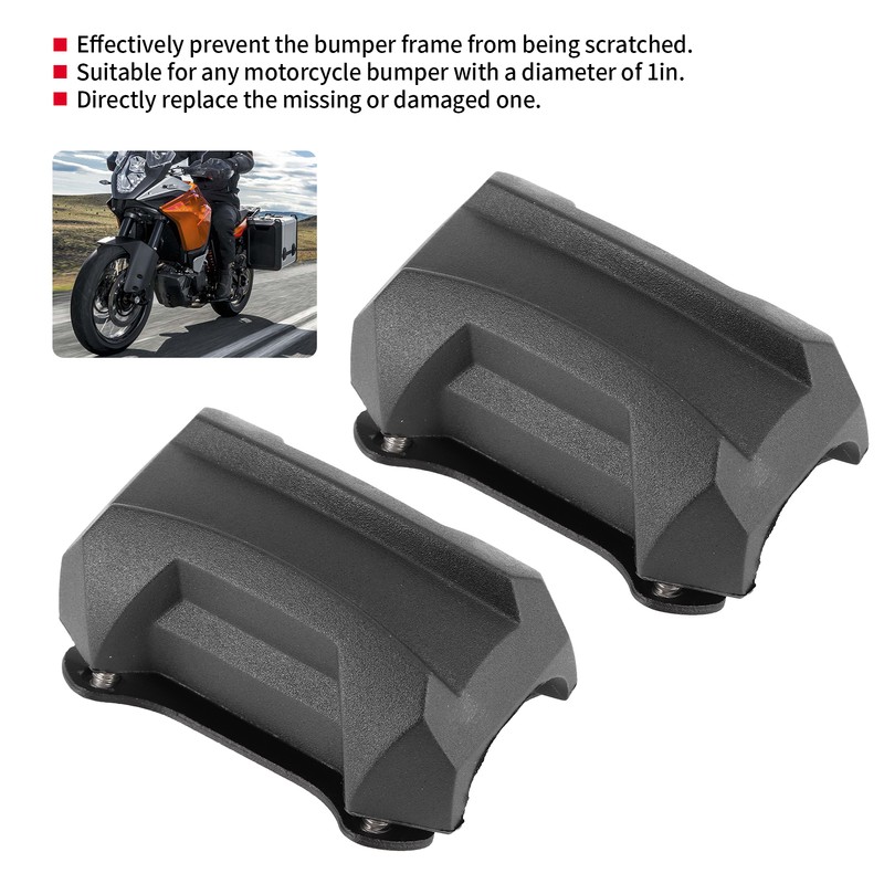25mm/1in Motorcycle Bumper Guard Anti Drop Rubber Protector Universal Fit