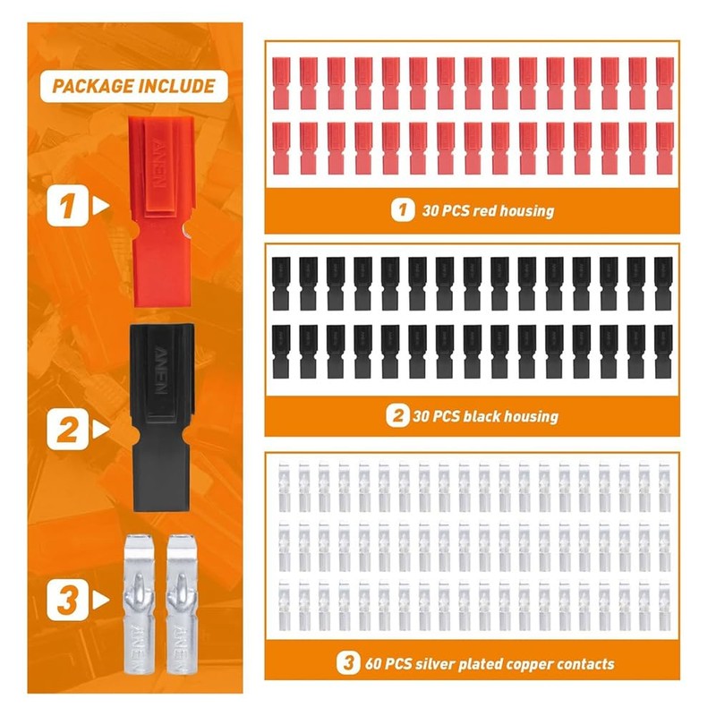 Biafiog 60 PCS 15A/30A/45 Amp Power Connectors Assortment Kit, Anen