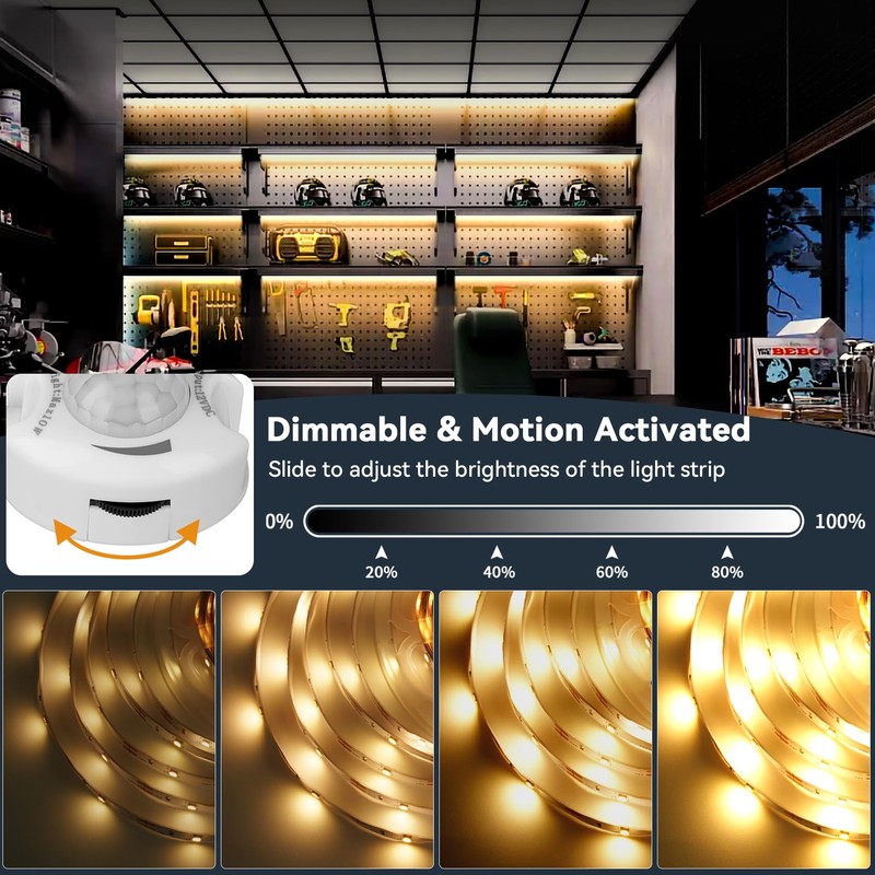 Dual Motion Sensor LED Light Strip 19.7ft Warm White for