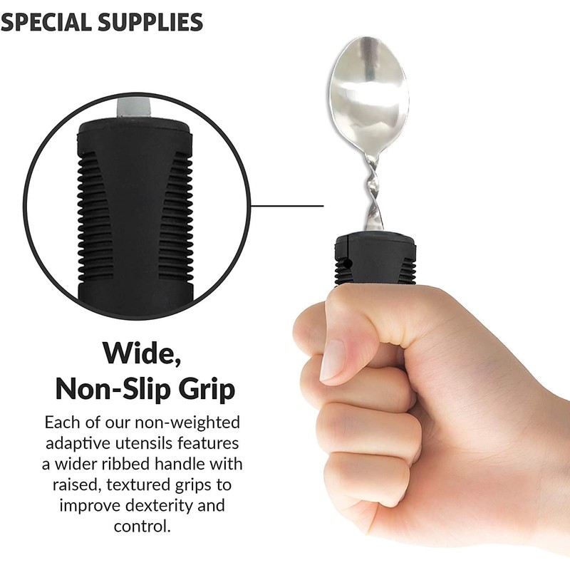 Extra Wide Handles Bendable Easy Grip Cutlery Set, Chunky Handles,