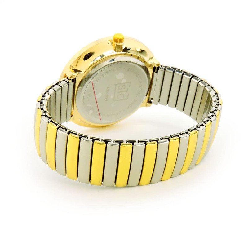 STC Two-Tone Super Large Face 43mm Easy-to-Read Stretch Band Watch