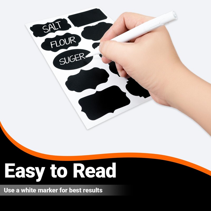 234PCS Removable Black Chalkboard Labels with Marker - Waterproof, No