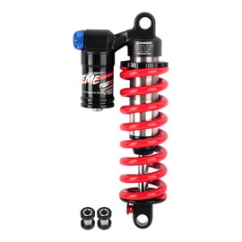 JFOYH Adjustable Oil+Coil Spring Rear Shock Suspension, Shock Absorbers For Downhill MTB Bike/E-bike, 210mm X 550lbs - Red