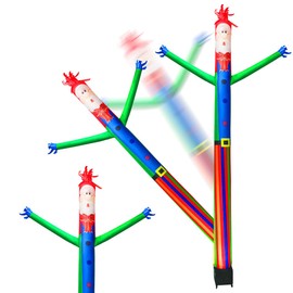 Bailarín inflable de tubo de aire de 7 pies con soplador, inflado inflado cláusula de Papá Noel para decoraciones navideñas (Santa Claus con camisa azul)