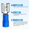200 Pcs Female and Male Quick disconnects Spade Terminals, Blue