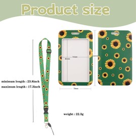 ID Badge Holder with Detachable Neck Lanyard Strap, Sunflower Lanyard Hidden Disability with Card Holder, Office Nurse Medical Student Teacher Women Men Gifts (Green Sunflower)