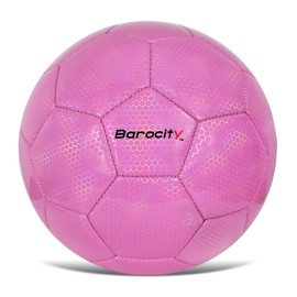 Barocity Women's Soccer Ball, Pink, Size 4, Rainbow Hex Pattern, Durable, Soft, Great Bounce, Perfect for Practice and Games