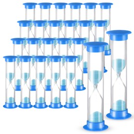 24 Pcs Sand Timer Kids Hourglass Acrylic Covered Clock Toothbrush Sand Timer for Classroom School(Blue)