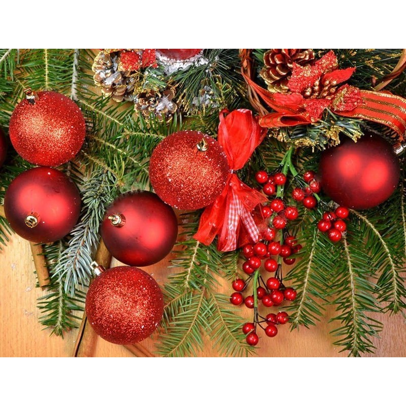Christmas Tree Ornaments, 32 Pieces, 25mm, Red Shiny and Matte,