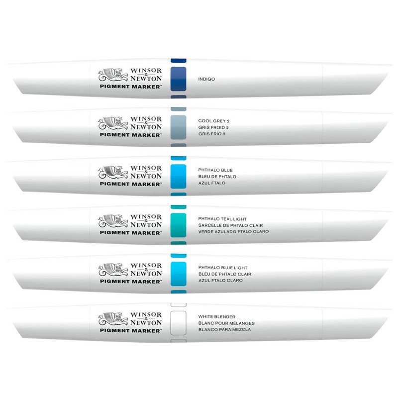Winsor & Newton Pigment Marker - Blue (Pack of 6)