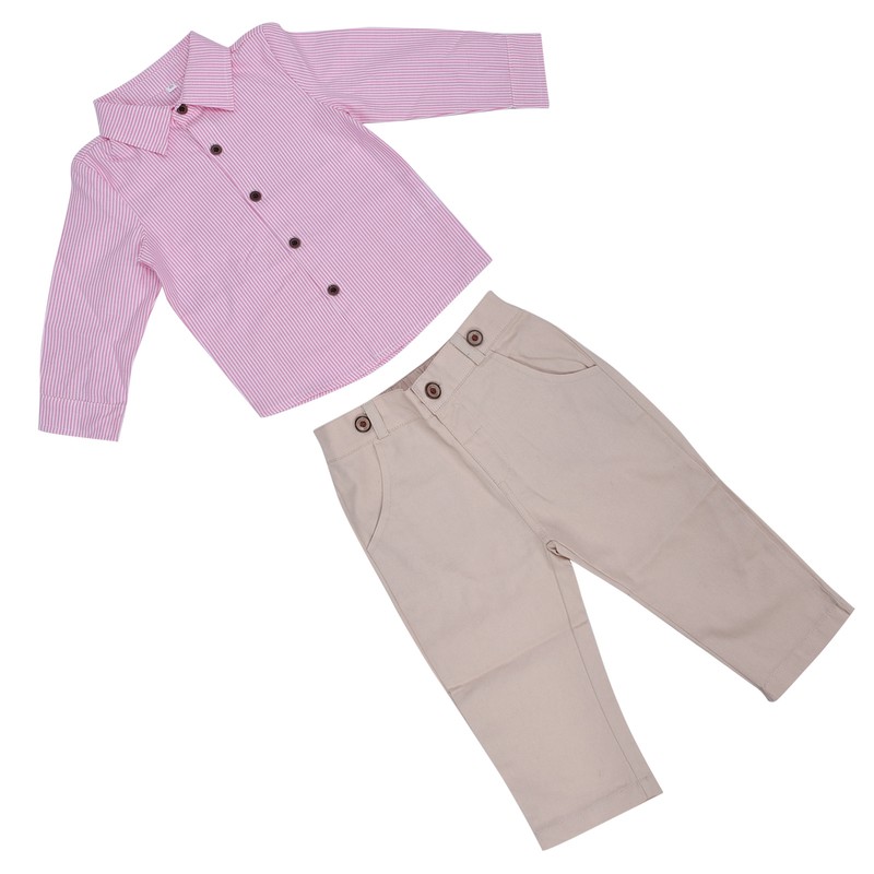 Baby Boy Gentleman Outfit Children Exquisite Stripe Shirt Suspender Pants