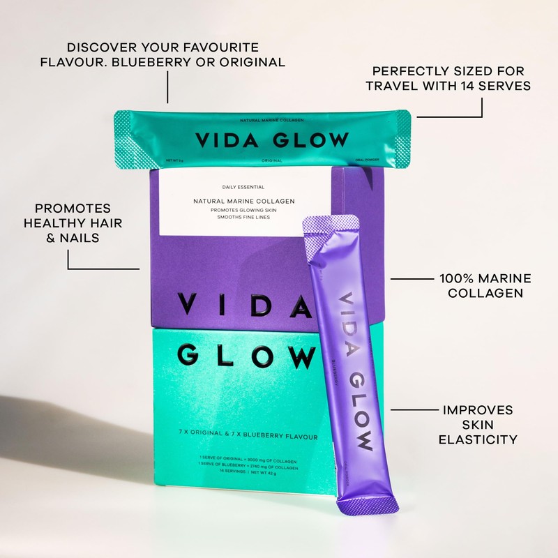 Vida Glow - Natural Hydrolysed Marine Collagen Sachets | Promotes
