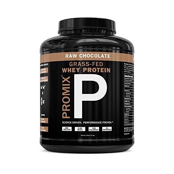 Promix Whey Protein Powder, Raw Chocolate - 5lb Bulk - Grass-Fed & 100% All Natural - ­Post Workout Fitness & Nutrition Shakes, Smoothies, Baking & Cooking Recipes - Gluten-Free & Keto-Friendly
