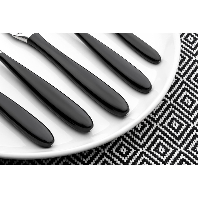 Grunwerg 2DS650BK Yin & Yang Dessert Spoons, Stainless Steel, Black