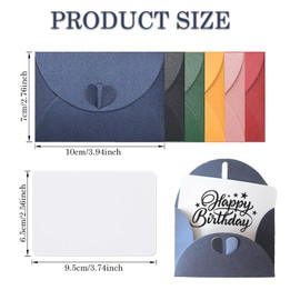 LUBOXIN Mini Small Envelopes, 48 Pcs Coloured Envelopes with 48 Blank Cards, Cute Lovely Mini Envelopes with Heart Clasp for Gift Cards, Christmas, Thanksgiving, Wedding, Birthday Party Supplies