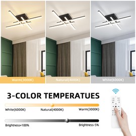 CANEOE Modern Ceiling Light Fixture Sputnik Dimmable Ceiling Light with Remote Control Black Flush Mount Chandelier Ceiling Lamp for Bedroom Living Room Kitchen