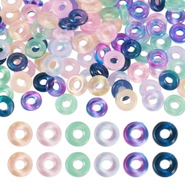 120Pcs Glass European Beads European Large Hole Beads Big Hole Glass Murano Charms for Necklace Bracelet Earring Jewelry Making