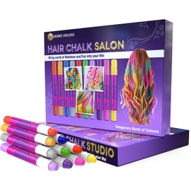 Desire Deluxe Hair Chalk Gifts for Girls, for Hair Dyeing Toy for Christmas, 10 Washable Hair Dye Pens for Fancy Dress, for Children Aged 3 4 5 6 7 8 9 11 Years