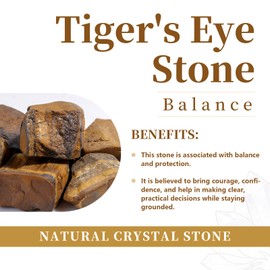 Rockcloud Natural Tiger's Eye Stone Cabinet Knobs, Door Pull Handles for Dresser Cupboard Wardrobe, Handcrafted Crystals Hooks Wall Mounted Organizer Hangers for Coat Hat Rack Hat, Pack of 2