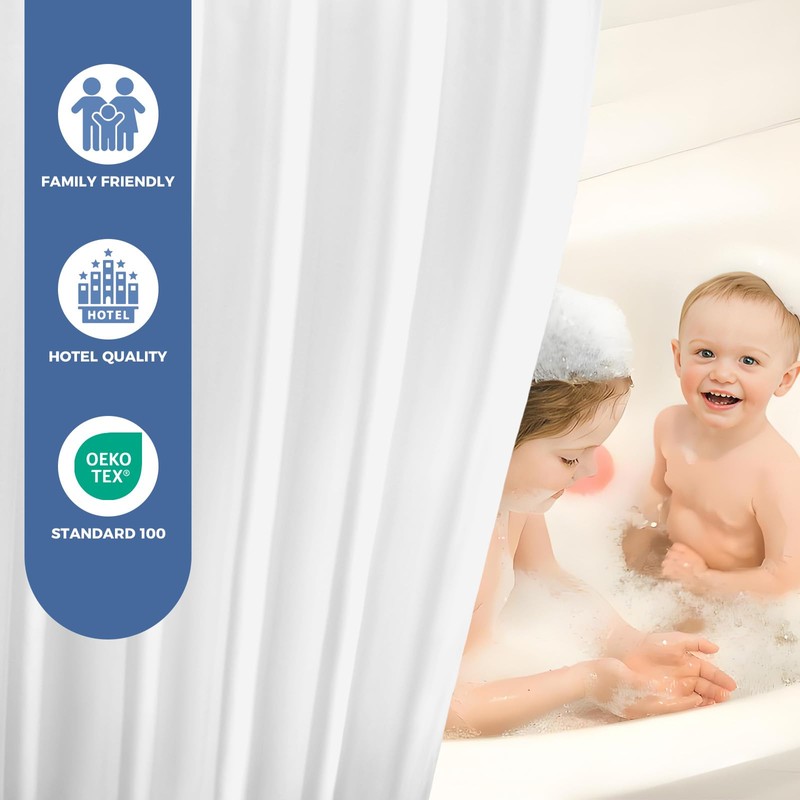 downluxe Waterproof Fabric Shower Curtain Liner - Soft Cloth Shower