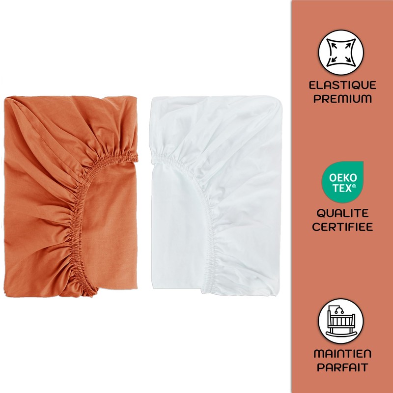 Lovely Hippo 2 x Fitted Sheets 80 x 160 cm,