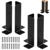4Pcs Adjustable Post Anchor Brackets, Heavy Duty Half Column Black