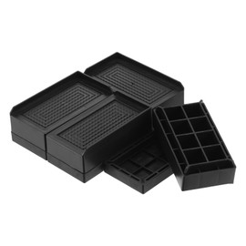 sourcing map 4-Pack Rectangle Bed Risers, 1.6 Inch L-Edge Heavy Duty Adjustable Furniture Risers for Bed Sofa Table and Couch Lift (Black)