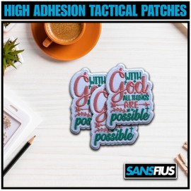 SANSFIUS with God All Thing are Possible Patch, Size 3" Sew On Patches, Bible Verse Embroidery Fabric Patches for Clothes Jean Backpack, Embroidery Iron On Patches for Clothes, Gift for Christians
