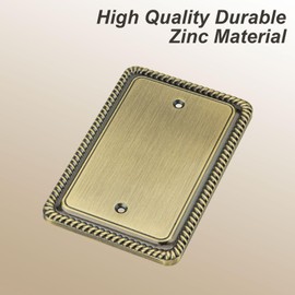 Henne Bery Rope Edge Decorative Wall Plate Switch Plate Outlet Cover (Single Blank, 2 Pack, Antique Brass)