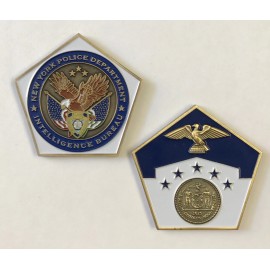 NYPD New York City Police Department Intelligence Bureau Pentagon Shaped Coin