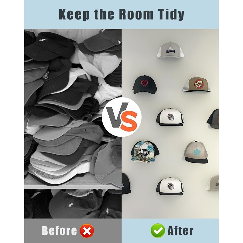 MSKEI Adhesive Hat Hooks for Wall - 2 Different Ways