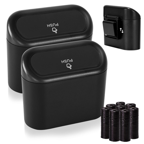 Ginsco 2 Pack Mini Car Trash Can with Lid, Small