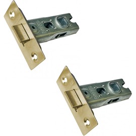 UAP 75mm Tubular Door Latch with Square Corners - 2-Pack Stainless Steel Internal Door Lock Set with Strike Plate & Fittings for Home, Office & Commercial Use (2 Pack, 75mm, Satin Stainless)